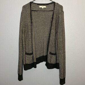 Loft Open Cardigan Sparkly Striped Blue and Silver Size XL